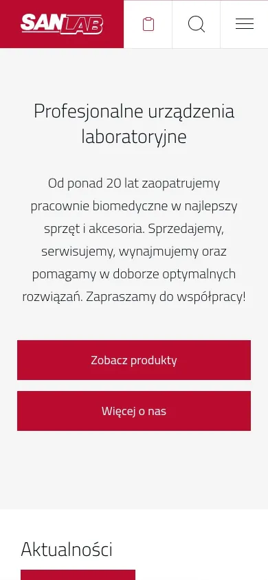 Strona główna sanlab.pl na telefonie