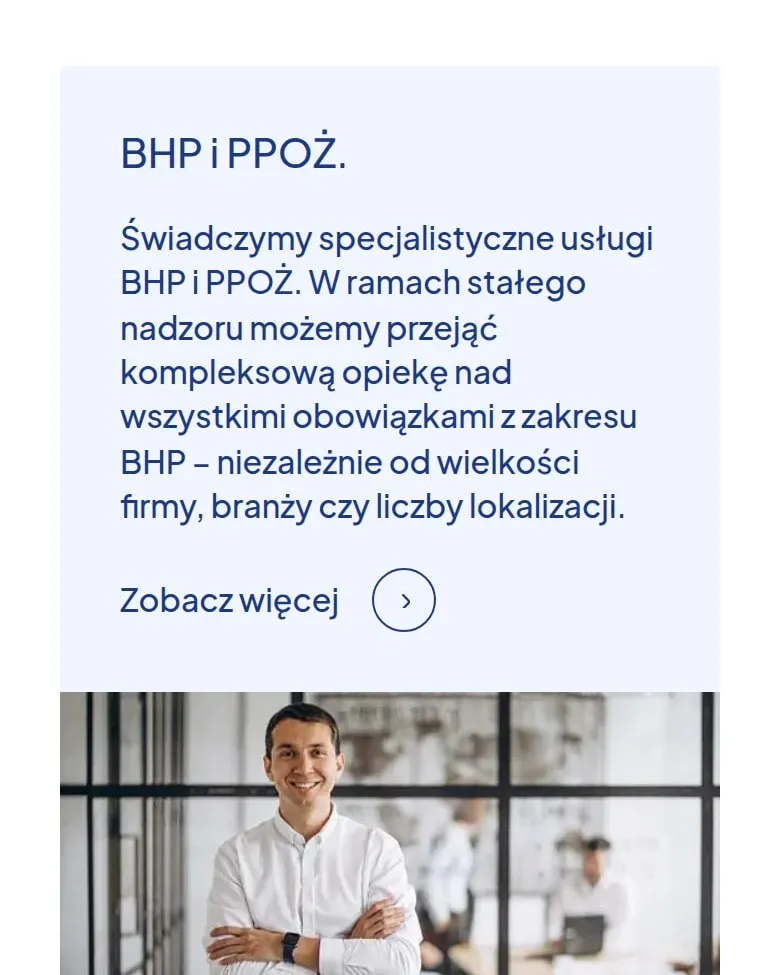 Kafel „BHP i PPOŻ.” na stronie głównej seka.pl na telefonie