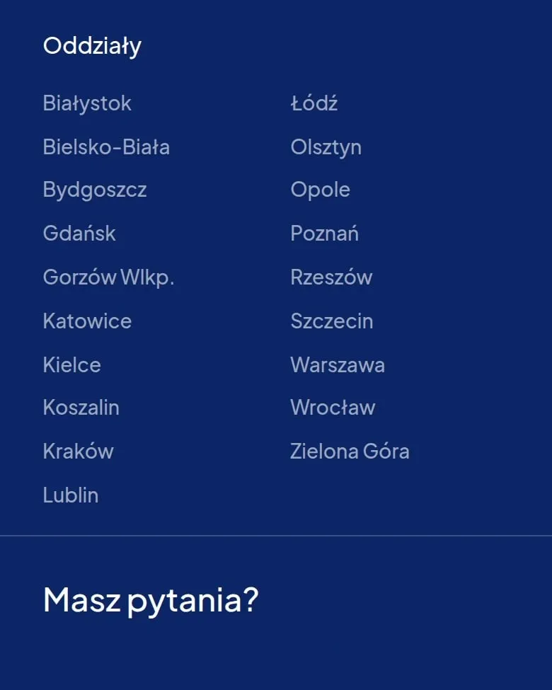 Lista 19 oddziałów SEKA w stopce na telefonie