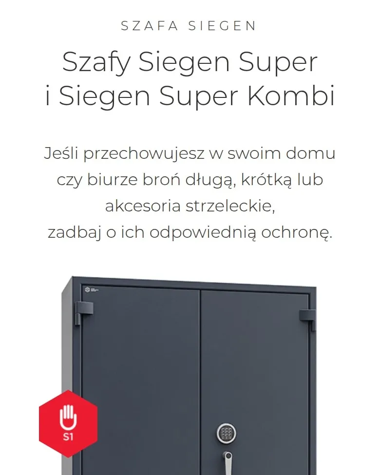 Sekcja „Szafy Siegen Super i Siegen Super Kombi” na telefonie