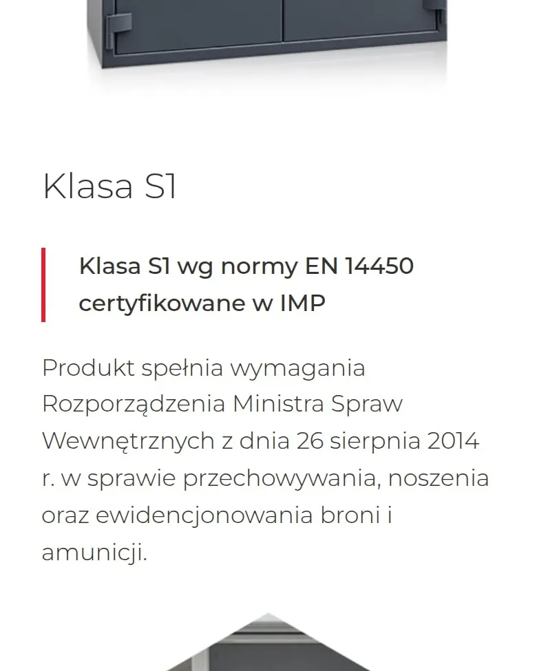 Opis klasy S1 według normy EN 14450 na telefonie
