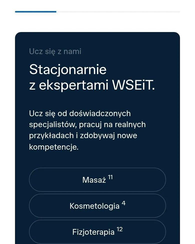 Sekcja „Stacjonarnie z ekspertami WSEiT” na stronie głównej
