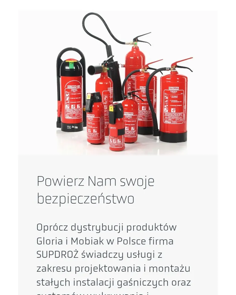 Sekcja „Powierz Nam swoje bezpieczeństwo” o usługach Supdroż na telefonie