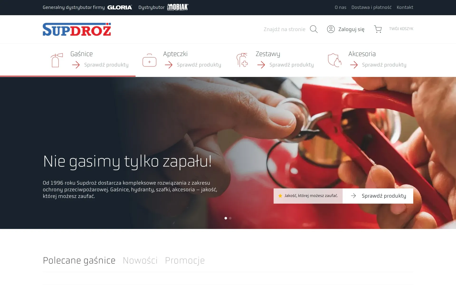 Przewijanie strony głównej sklepu Supdroż na komputerze