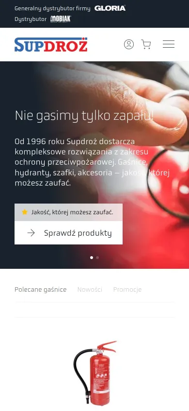 Strona główna sklepu Supdroż na telefonie