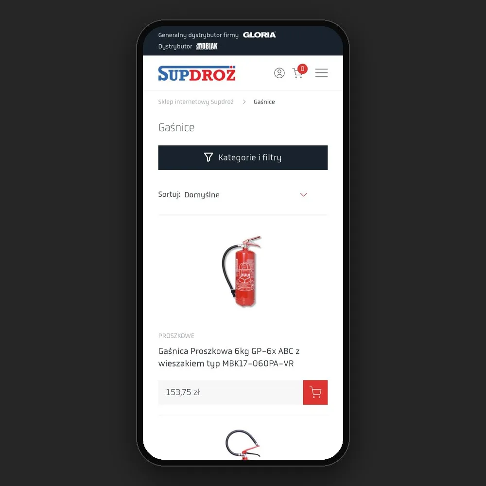 Sklep Supdroż na telefonie – lista gaśnic
