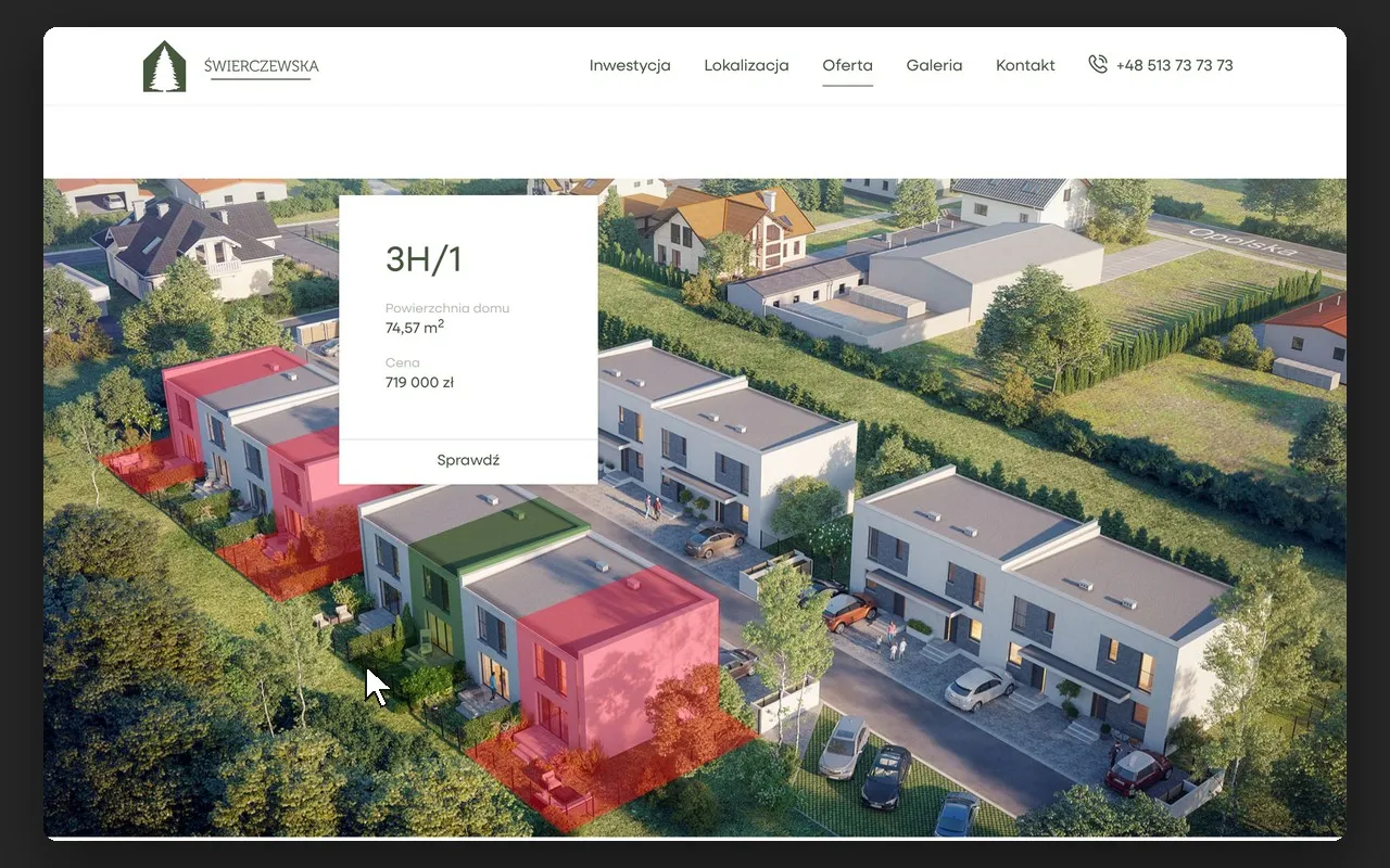 Karta lokalu 3H/1 na wizualizacji osiedla Świerczewska