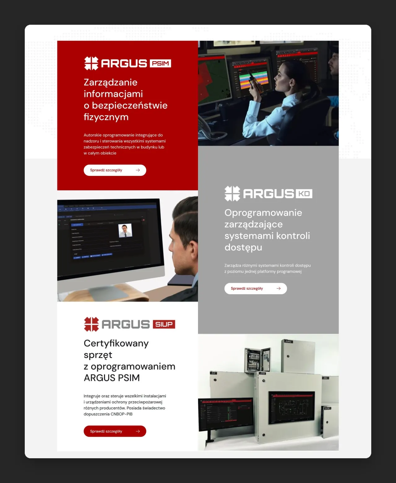 Sekcje ARGUS PSIM, ARGUS KD i ARGUS SIUP na stronie głównej telbud.pl
