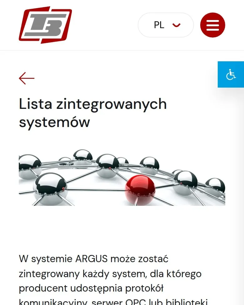 Podstrona „Lista zintegrowanych systemów” na telefonie