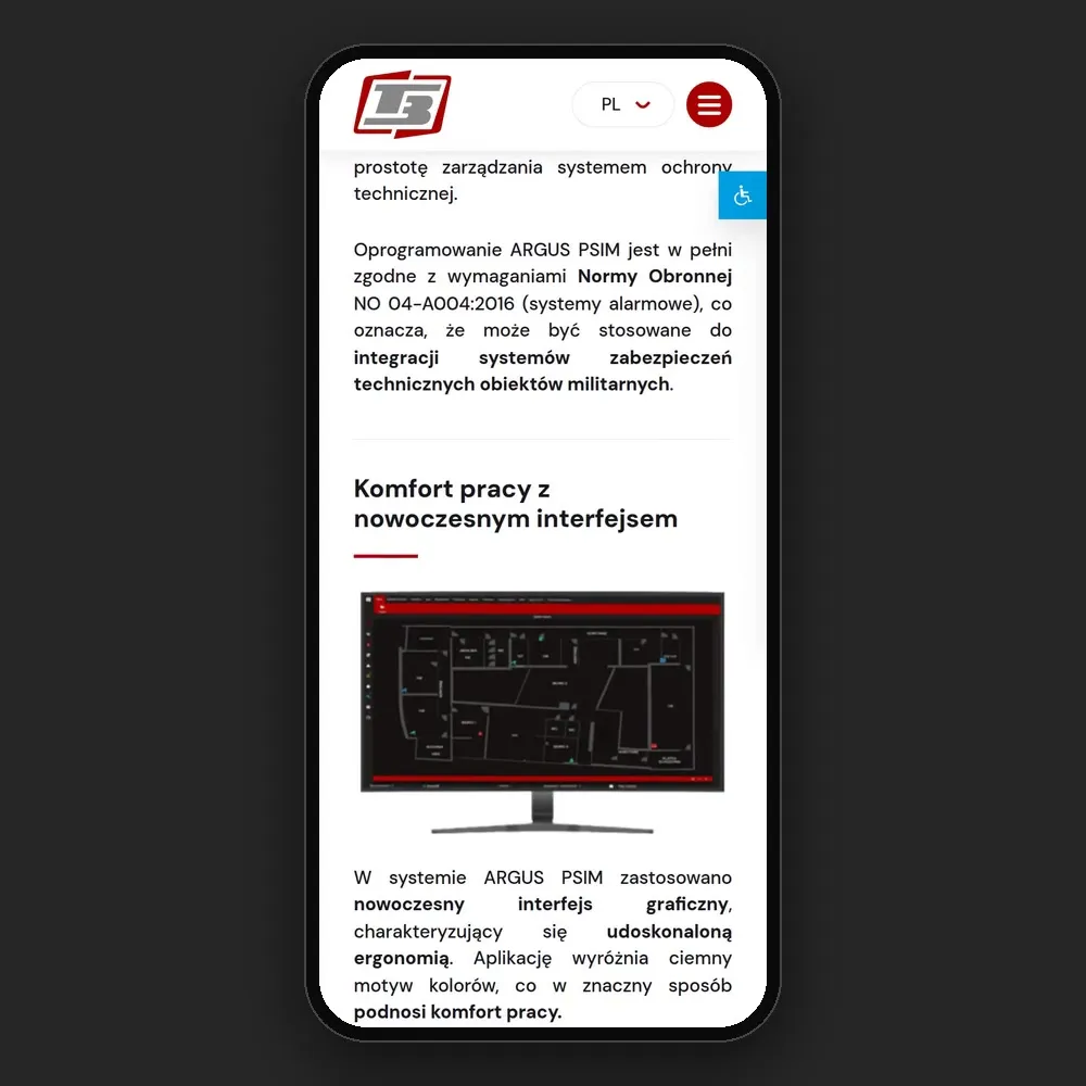Podstrona ARGUS PSIM na telefonie