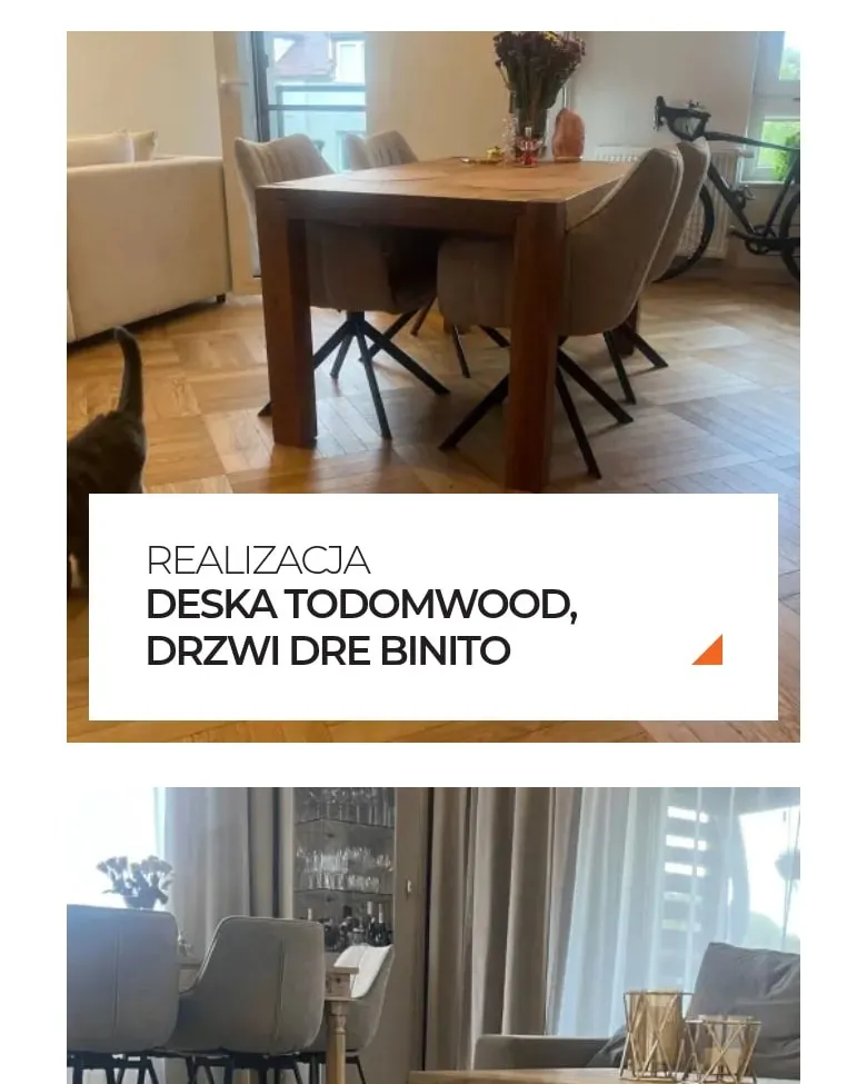 Karty realizacji z podłogami i drzwiami Todom.pl na telefonie
