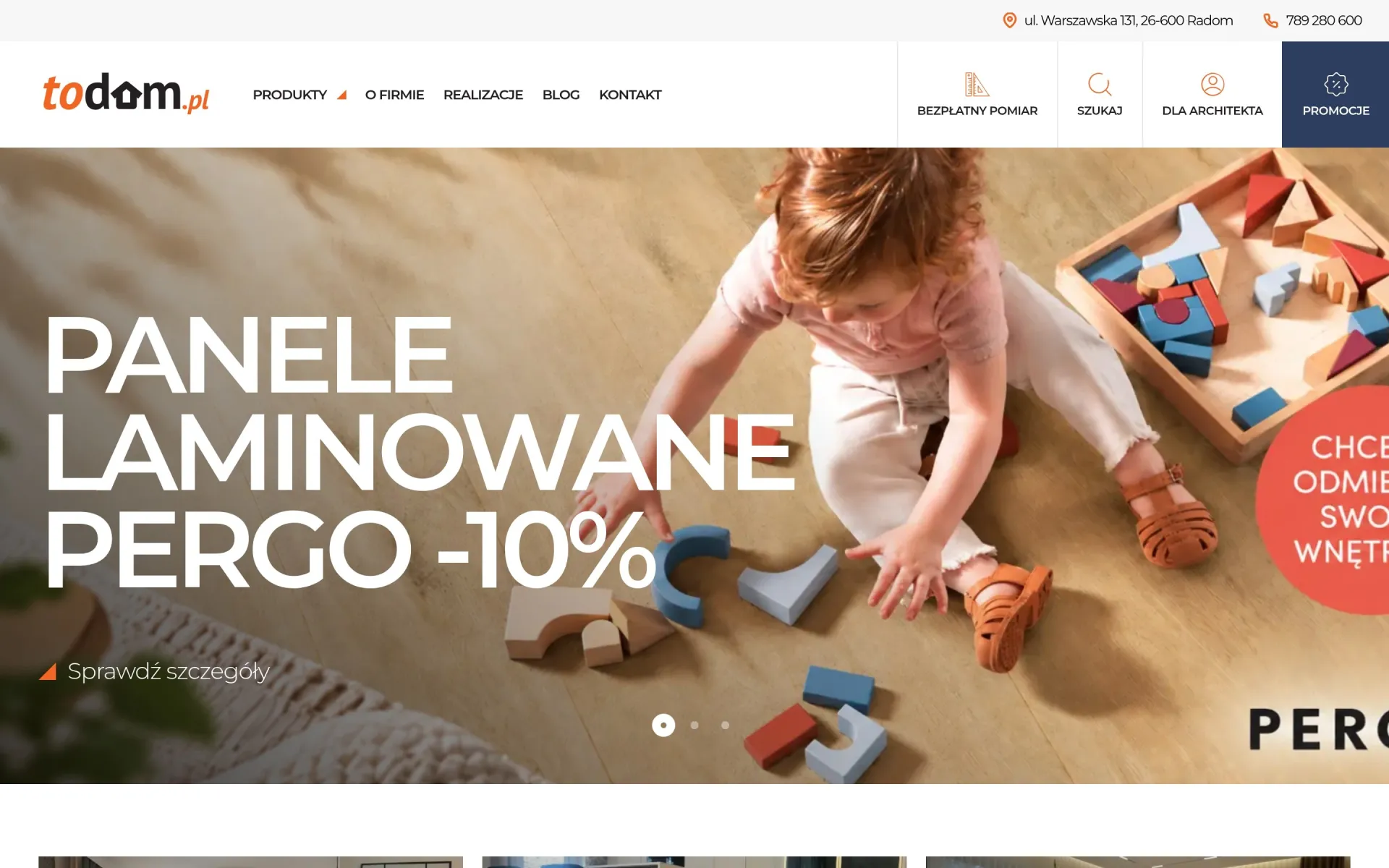 Przewijanie strony głównej todom.pl na komputerze