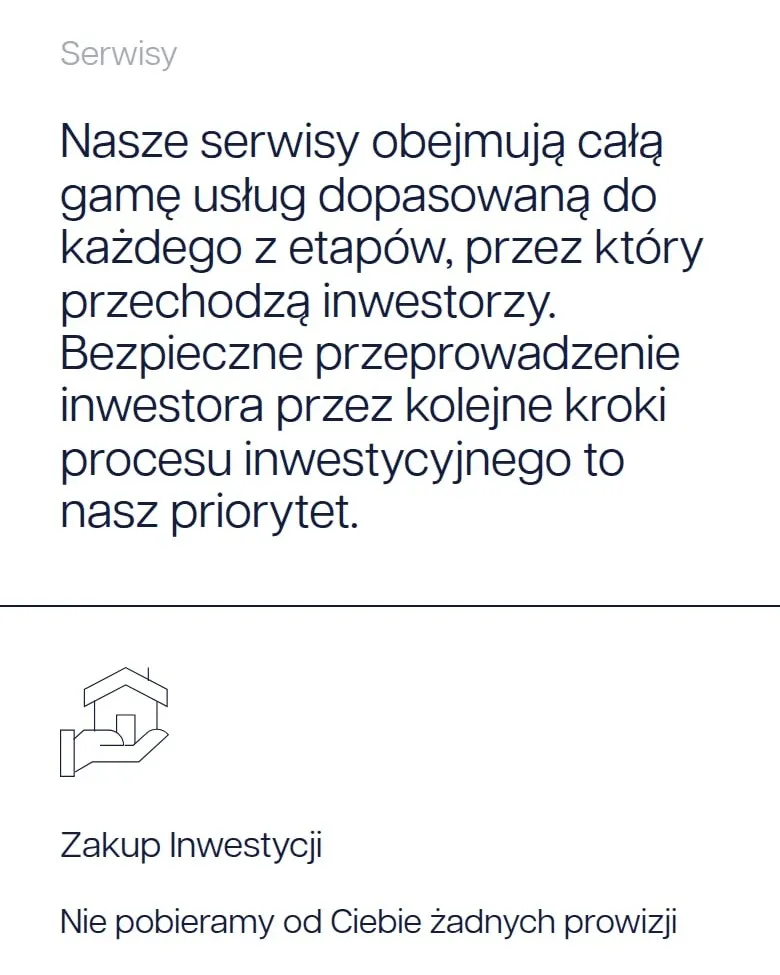 Sekcja „Serwisy” na stronie głównej Vivo House na telefonie