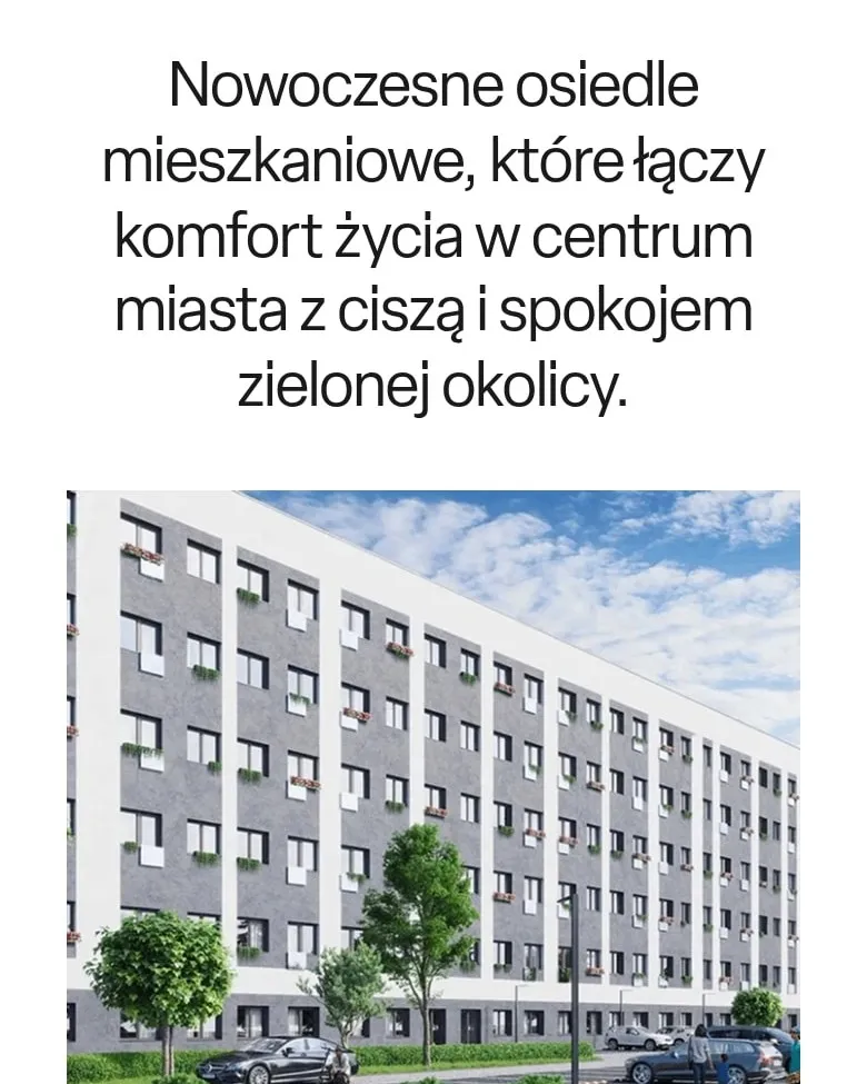 Podstrona Lokalizacja zlota71.pl na telefonie: nagłówek i wizualizacja osiedla
