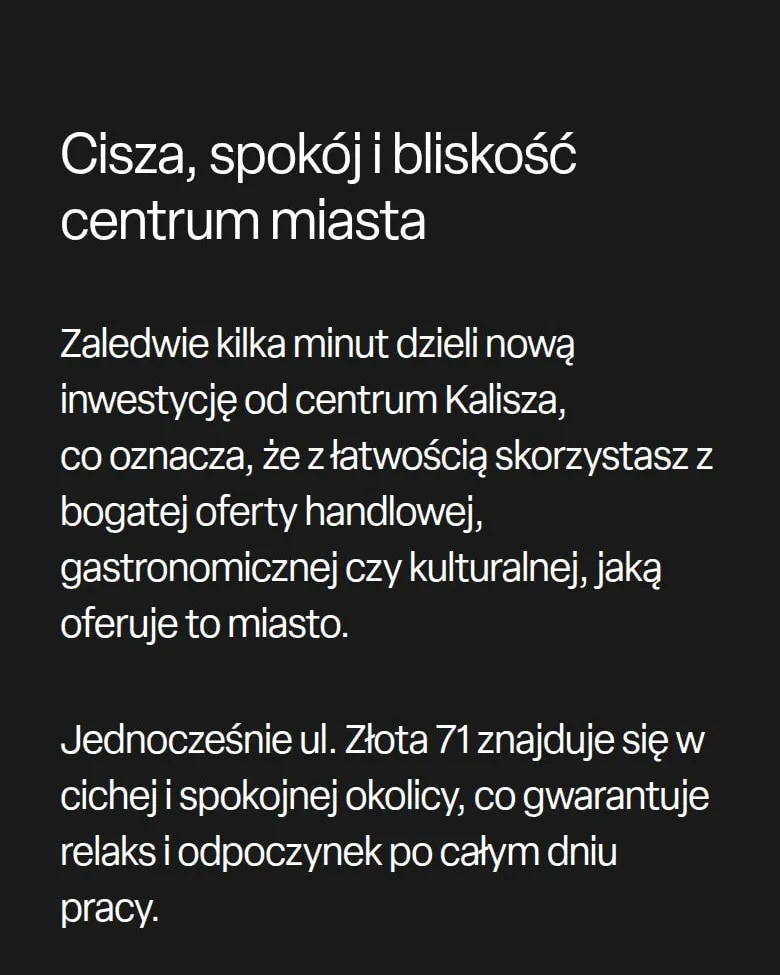 Sekcja „Cisza, spokój i bliskość centrum miasta” na podstronie Lokalizacja na telefonie