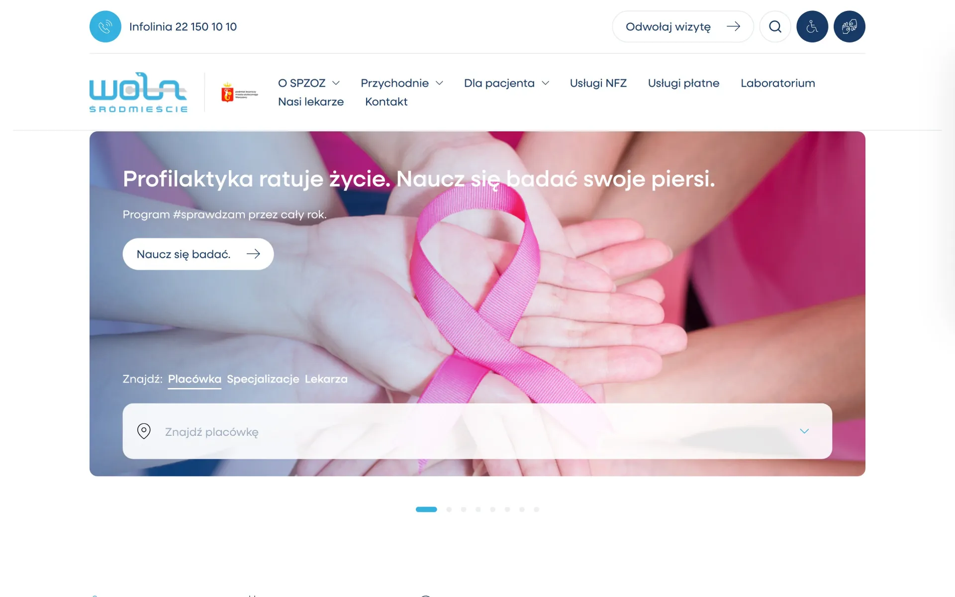 Przewijanie strony głównej zozwola.pl na komputerze